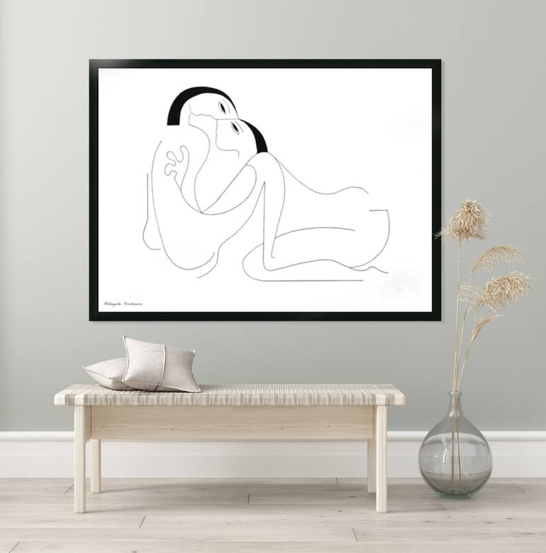 Original Abstract Expressionism Love Drawing by Hildegarde Handsaeme