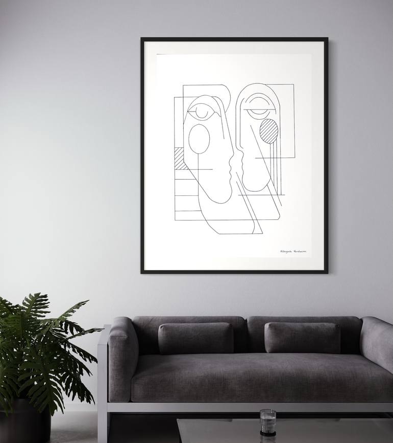Original Abstract People Drawing by Hildegarde Handsaeme