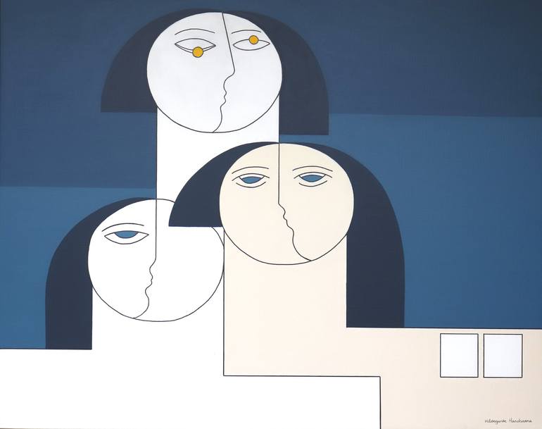 Print of Abstract People Paintings by Hildegarde Handsaeme