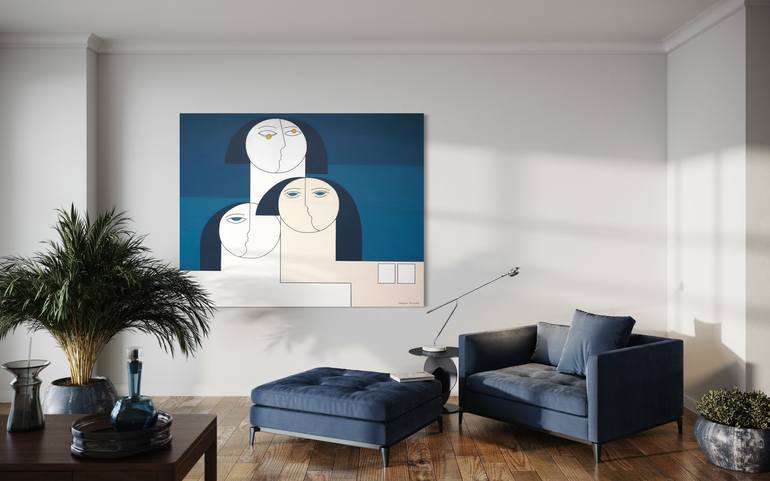 Original Abstract People Painting by Hildegarde Handsaeme