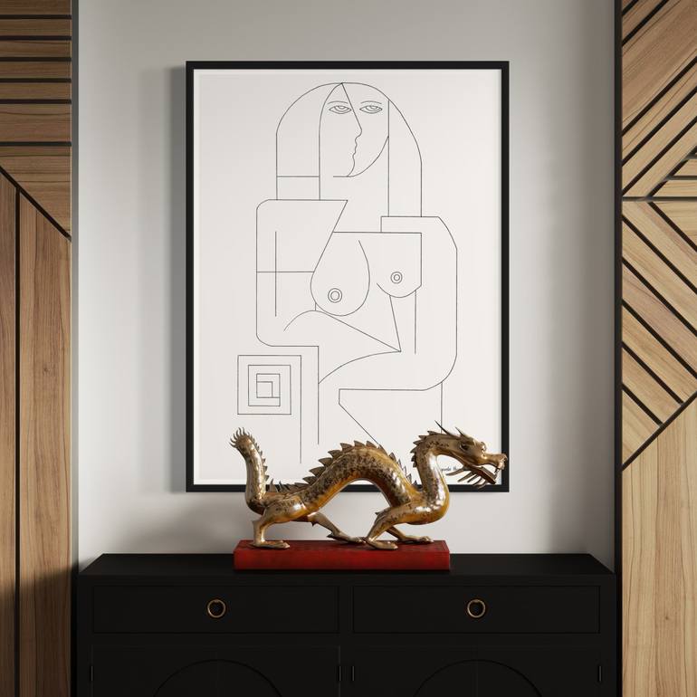 Original Abstract Body Drawing by Hildegarde Handsaeme