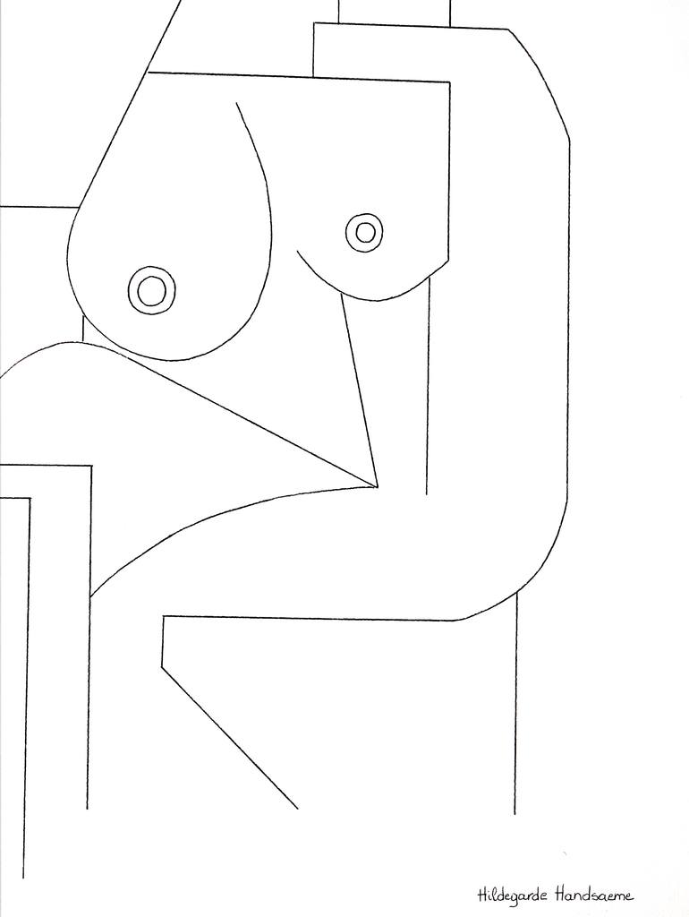 Original Abstract Body Drawing by Hildegarde Handsaeme