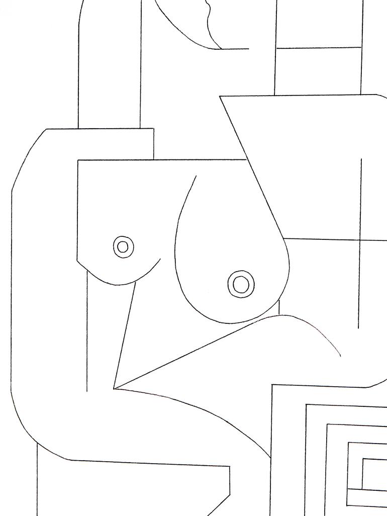 Original Abstract Body Drawing by Hildegarde Handsaeme