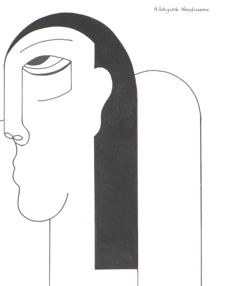 Original Black & White Geometric Drawing by Hildegarde Handsaeme