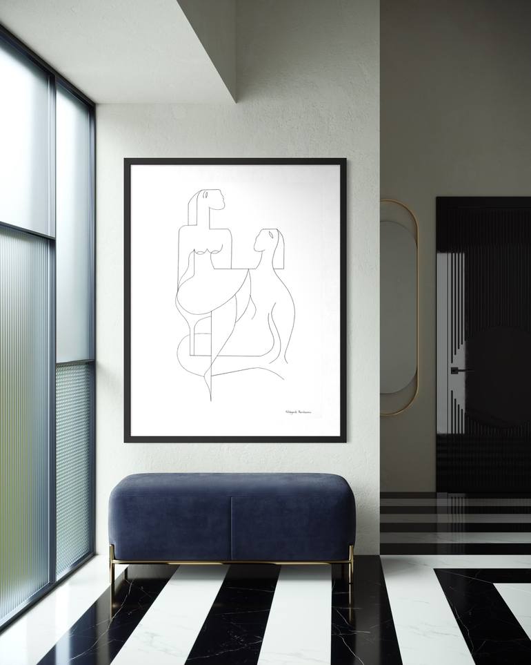 Original Minimalism Love Drawing by Hildegarde Handsaeme