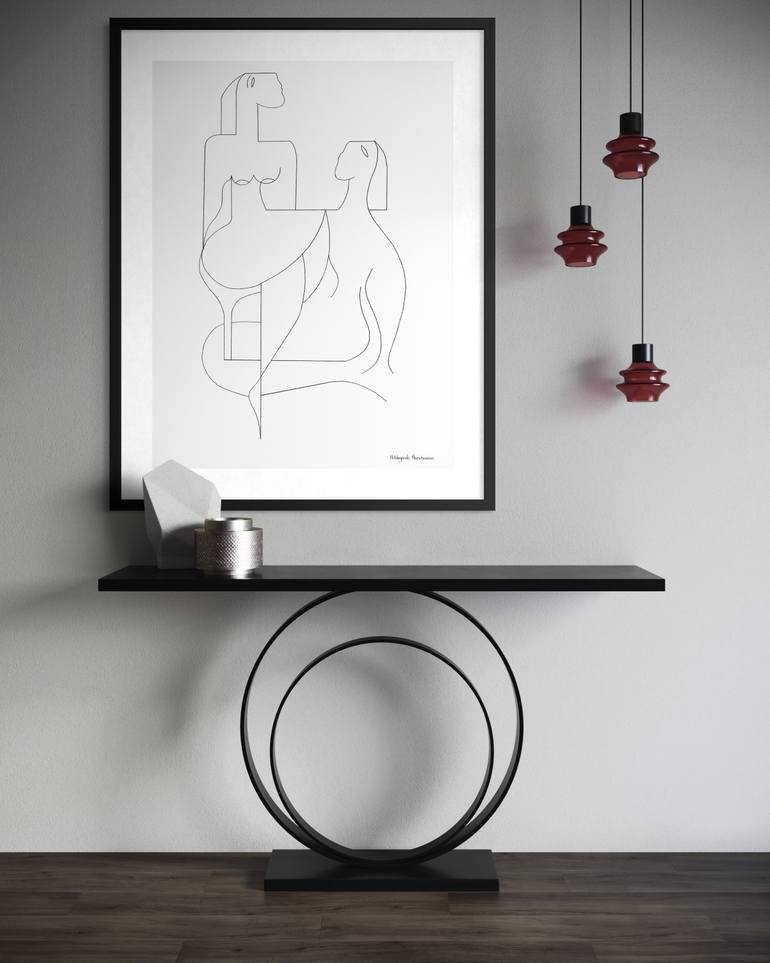 Original Minimalism Love Drawing by Hildegarde Handsaeme