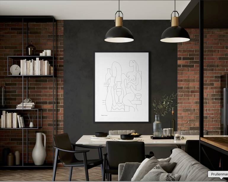 Original Abstract People Drawing by Hildegarde Handsaeme