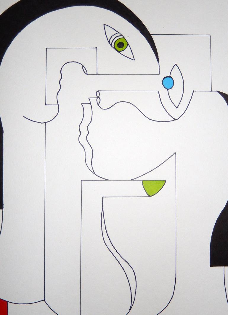 Original Abstract People Drawing by Hildegarde Handsaeme