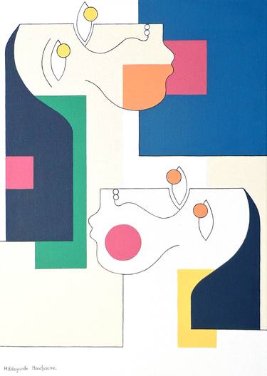 Print of Abstract People Paintings by Hildegarde Handsaeme