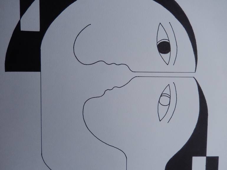 Original Abstract People Drawing by Hildegarde Handsaeme