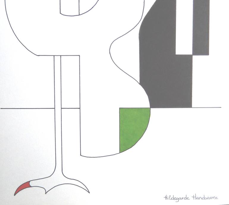 Original Cubism Animal Drawing by Hildegarde Handsaeme