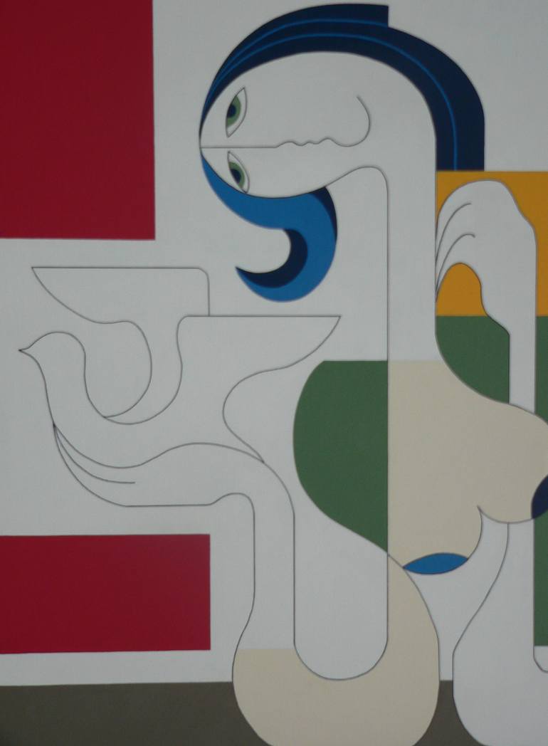 Original Cubism Abstract Painting by Hildegarde Handsaeme