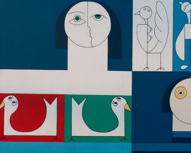 Original Cubism People Painting by Hildegarde Handsaeme