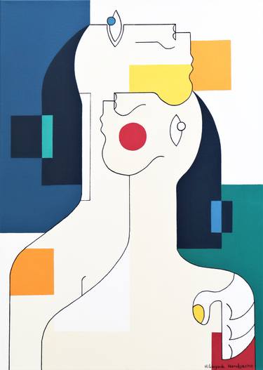 Print of Geometric Paintings by Hildegarde Handsaeme