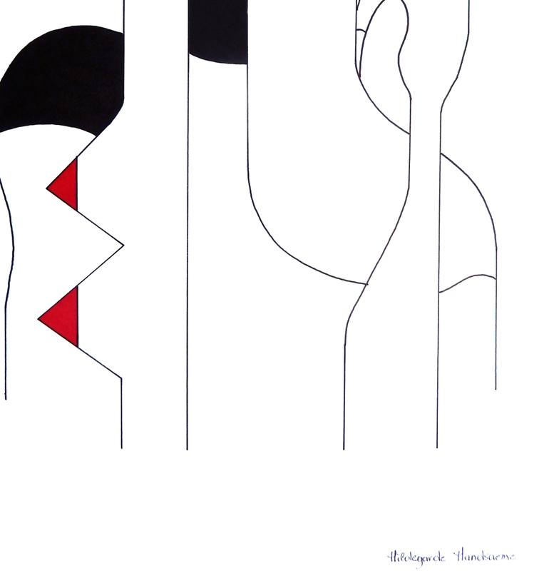 Original Cubism Abstract Drawing by Hildegarde Handsaeme