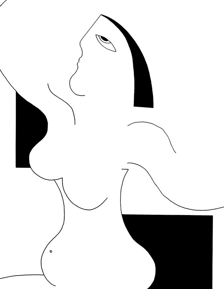 Original Abstract Nude Drawing by Hildegarde Handsaeme