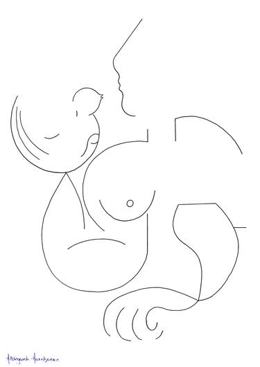 Original Figurative Abstract Drawings by Hildegarde Handsaeme