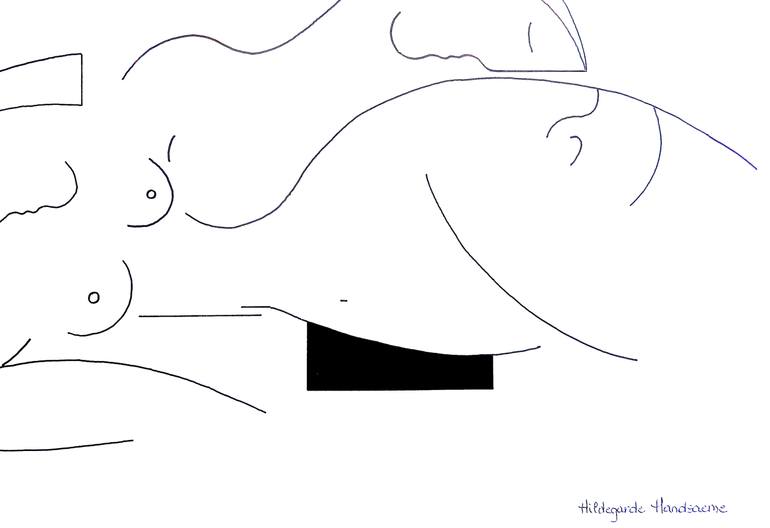 Original Cubism Love Drawing by Hildegarde Handsaeme