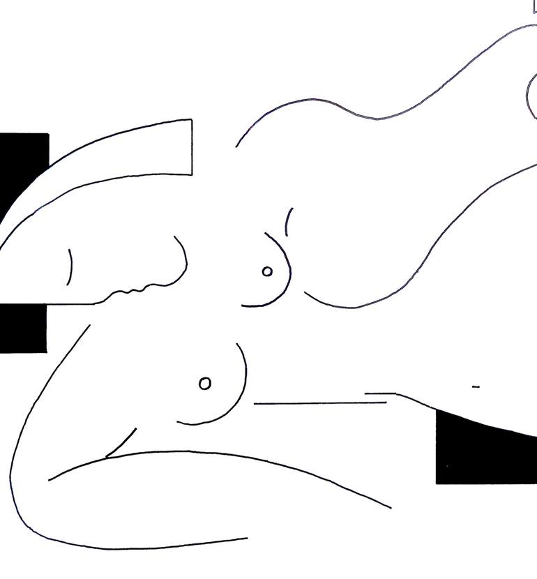Original Cubism Love Drawing by Hildegarde Handsaeme