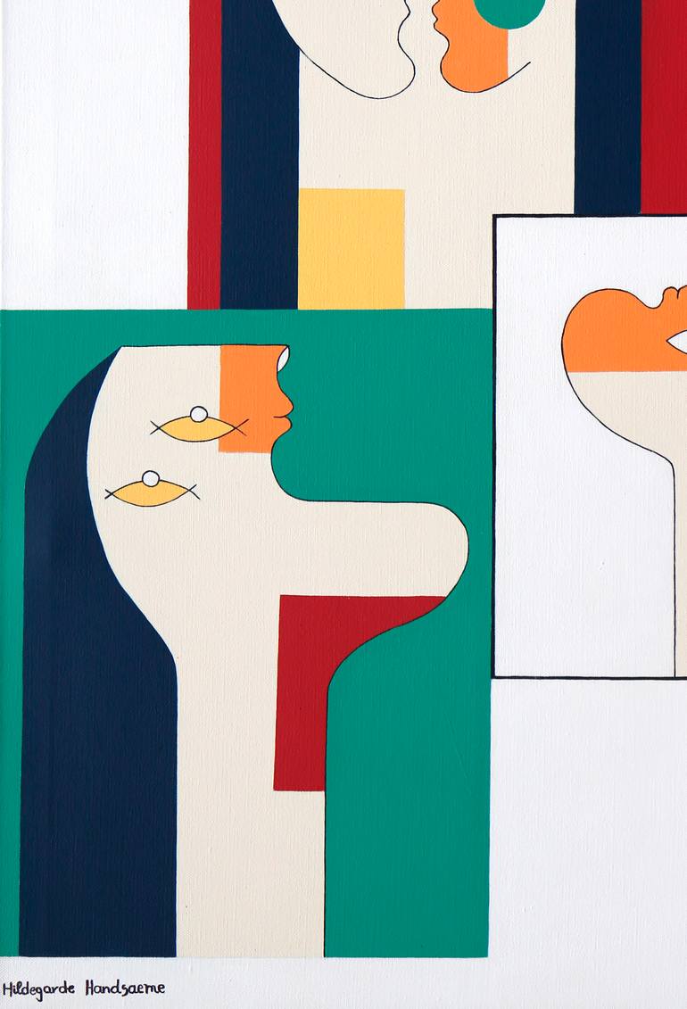 Original Art Deco People Painting by Hildegarde Handsaeme
