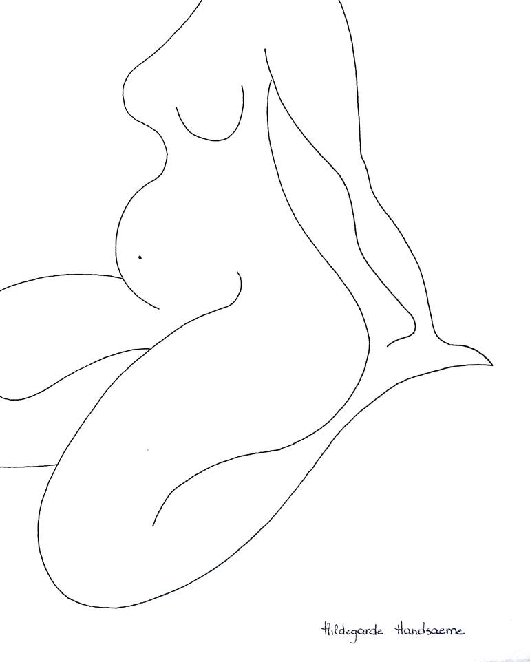 Original Figurative Nude Drawing by Hildegarde Handsaeme