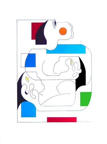 Print of Abstract People Drawings by Hildegarde Handsaeme