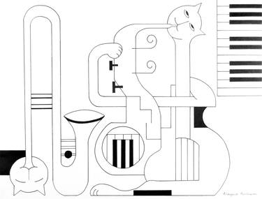 Original Abstract Music Drawings by Hildegarde Handsaeme