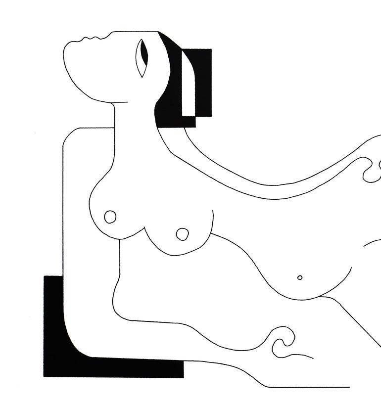 Original Abstract Nude Drawing by Hildegarde Handsaeme