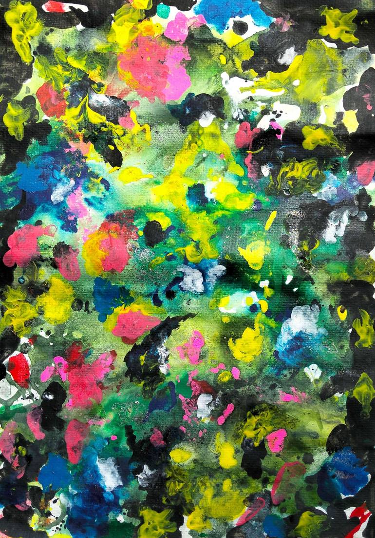 Original Abstract Painting by Malki Galagedara | Abstract Art on Paper | The Night of the Fireflies