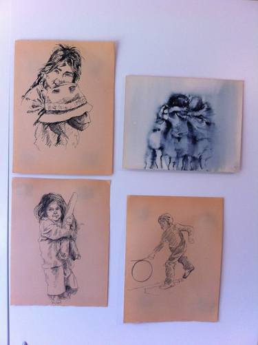 Original Figurative Children Drawings by Pauline Ender