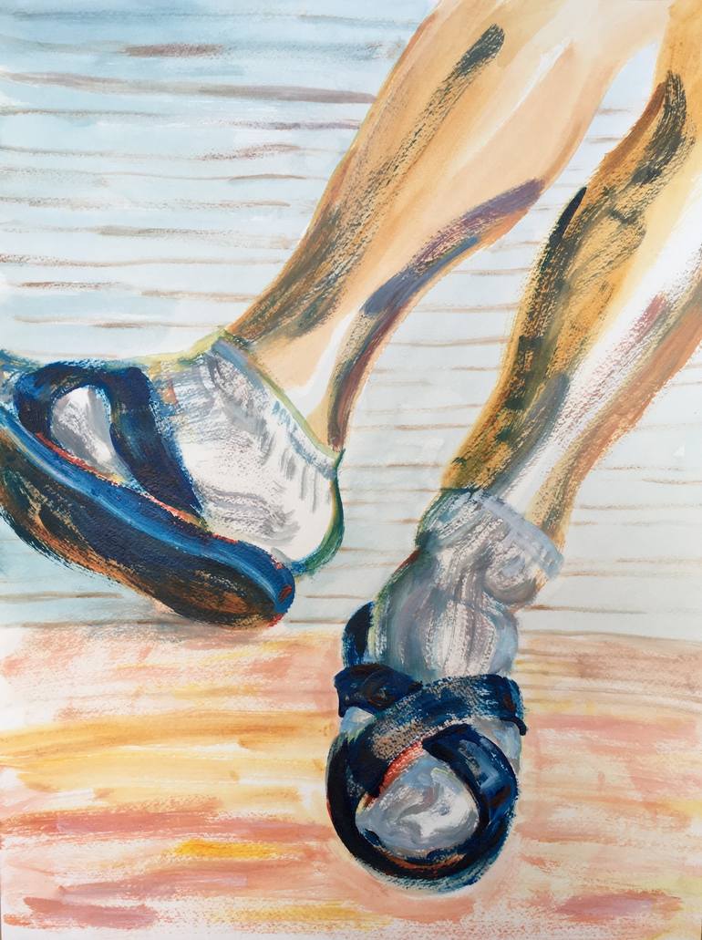 Blue Sandals Painting by Pauline Ender 