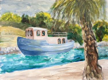 Original Fine Art Boat Paintings by Pauline Ender