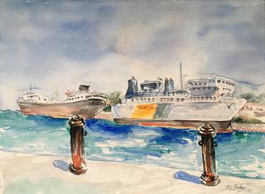 Original Boat Paintings by Pauline Ender