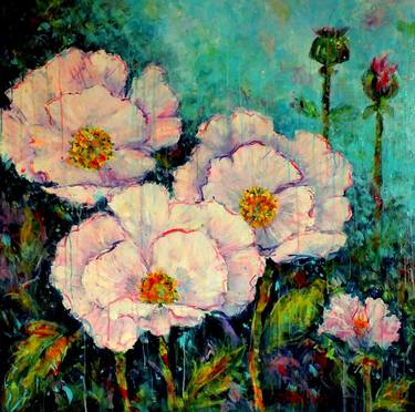 Original Fine Art Floral Paintings by john dimech