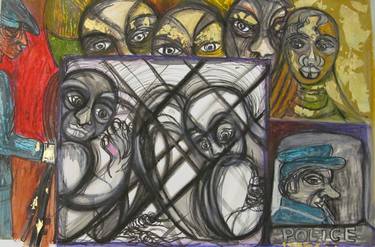 Original Abstract Expressionism Political Drawings by Glynnis Abraham