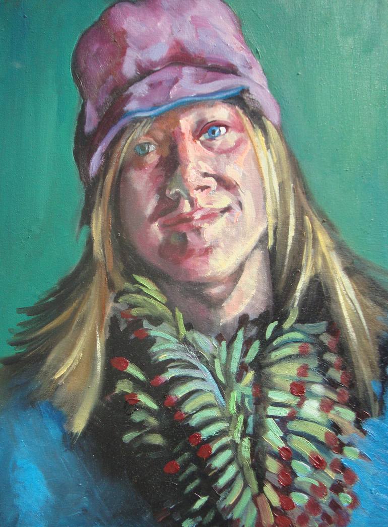 Portrait Of Amanda with Hat and Scarf Painting by Vincent Donlin | Saatchi  Art