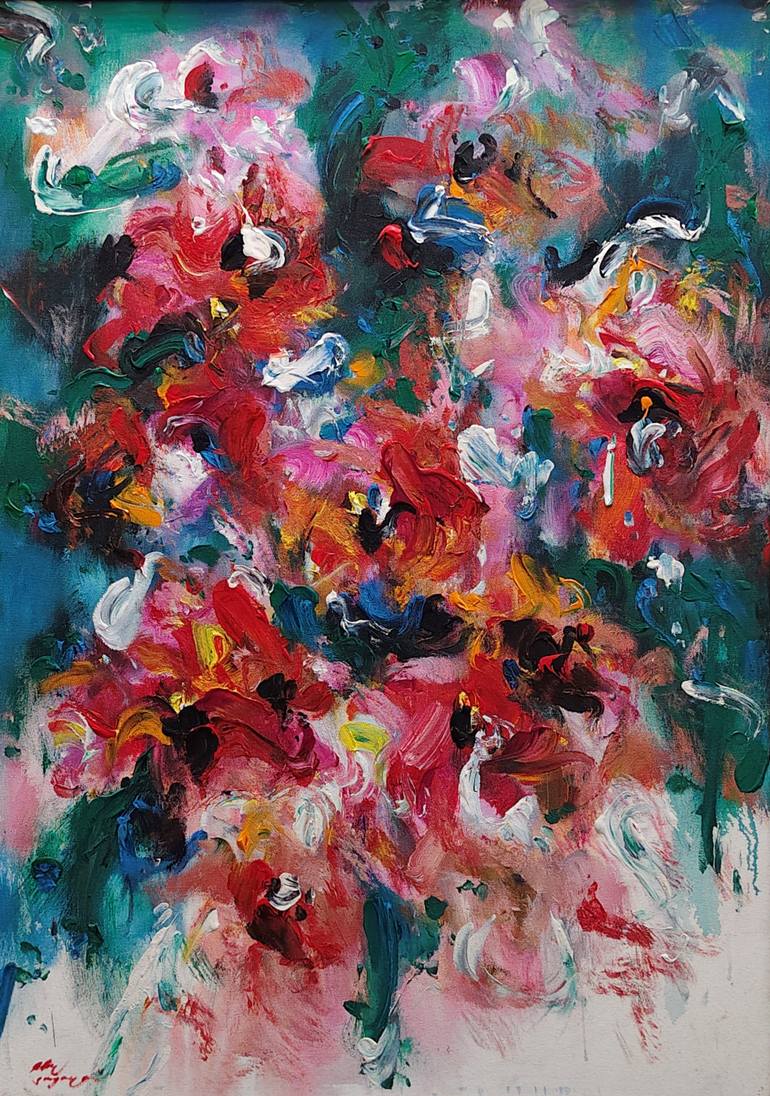 Original Botanic Painting by Labyrin Art | Expressionism Art on Canvas | The Night-Blooming Cereus "Wijaya Kusuma"