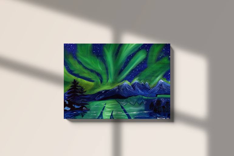 Original Nature Painting by Betul Suzgec | Contemporary Art on Canvas | Aurora: Where the Night Breathes