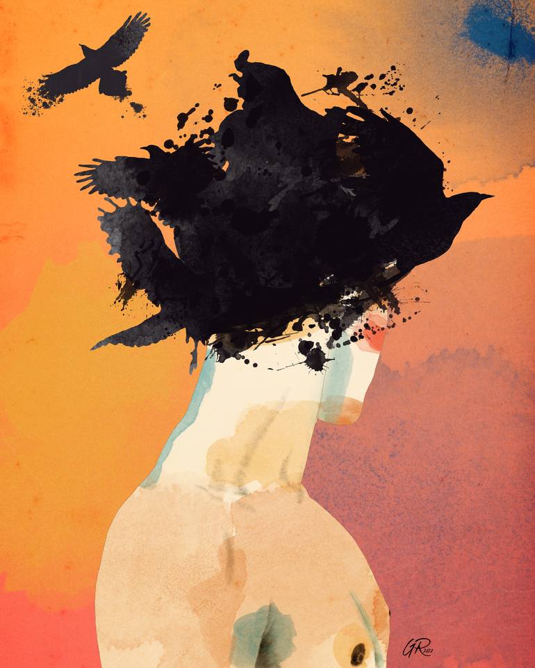 A Head Full of Birds Painting by George Riveron | Saatchi Art