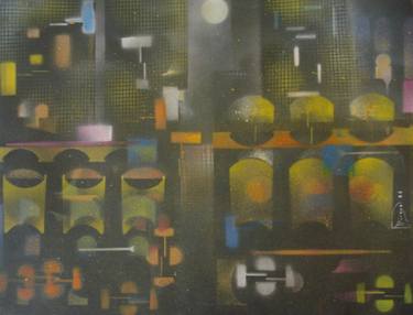 Original Abstract Expressionism Cities Paintings by Miguel Mochon