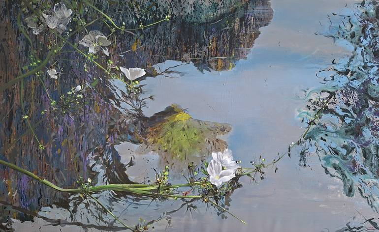 Original Landscape Painting by Minh Vu | Art Deco Art on Canvas | Where Water Holds the Light