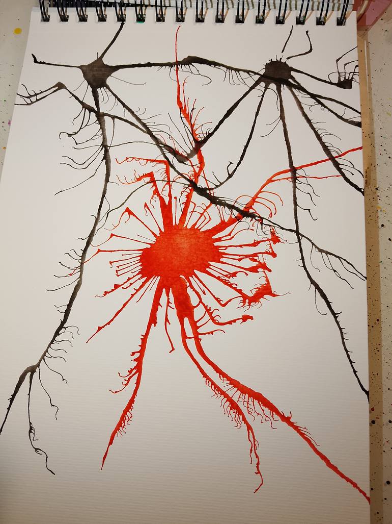 Original Abstract Painting by Hugo Ribeiro | Abstract Expressionism Art on Paper | Demonio