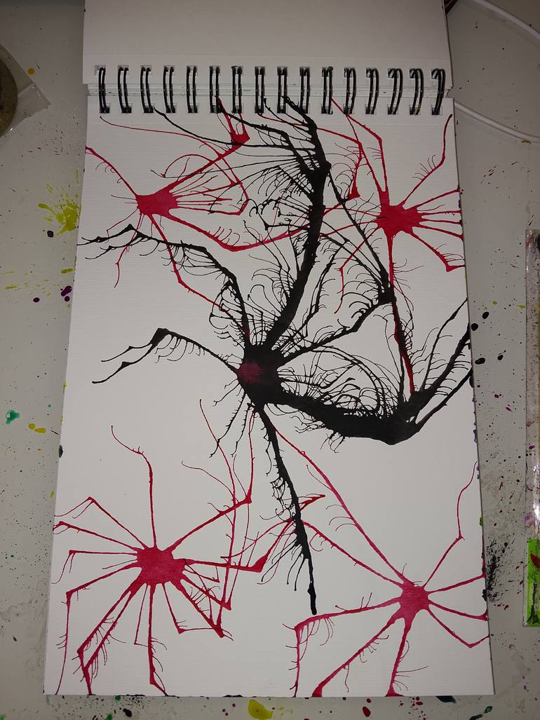 Original Abstract Painting by Hugo Ribeiro | Abstract Expressionism Art on Paper | Demon 2