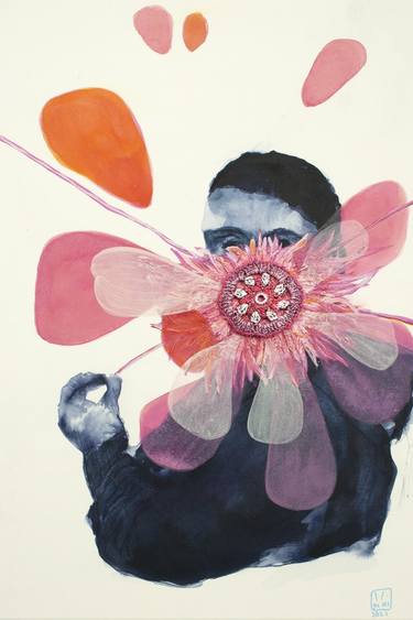 Original Figurative Floral Drawings by Virginie Gallois