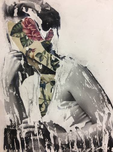 Saatchi Art Artist Maliheh Zafarnezhad; Collage, “Lady With The Bird And Flower” #art