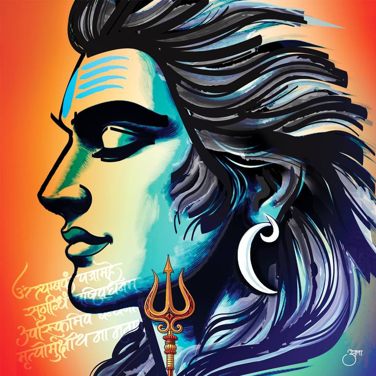 Original Pop Culture/Celebrity Painting by Ami Parekh | Contemporary Art on Canvas | Adiyogi (Shiva) - A Statement of Stillness & Power