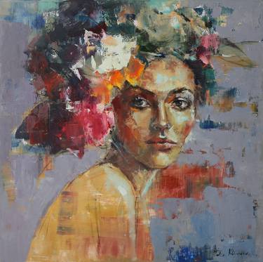 Original Portraiture Portrait Mixed Media by Julia Klimova