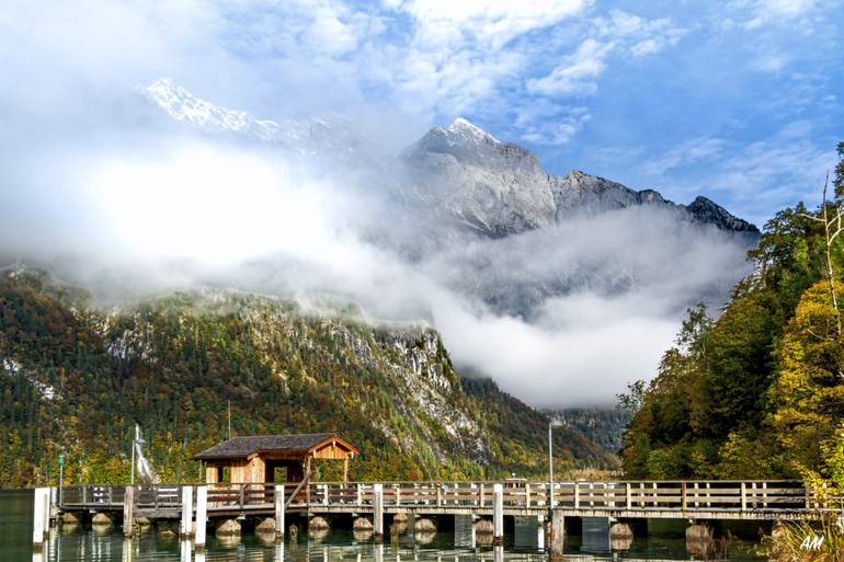 Original Landscape Photography by Ashutosh Mahajan | Photorealism Art on Canvas | Germany - The Dock On Lake Konigssee - Limited Edition of 50