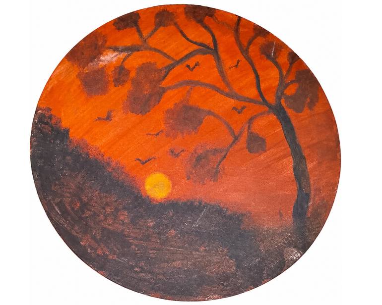 Original Sunset Painting by Bilal Younus | Impressionism Art on Canvas | "Whispers of the Autumn Sunset"