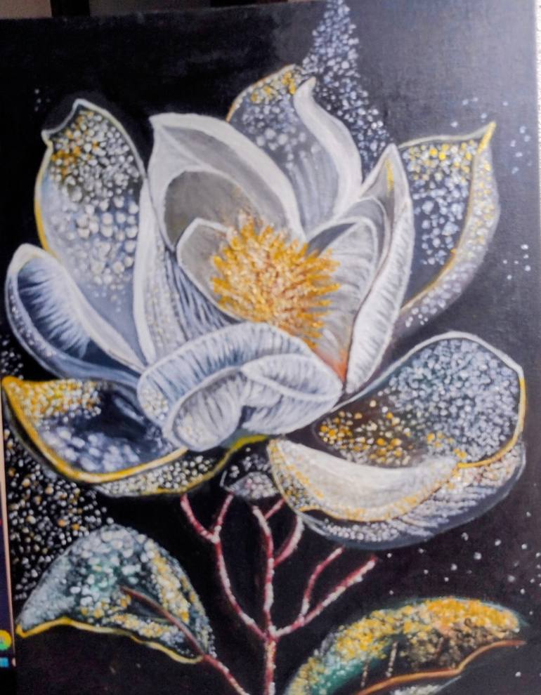Original Botanic Painting by Ilona Martiniuc | Contemporary Art on Canvas | The Magic of Lotus